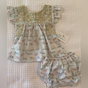 Six Honeybees Girl’s Bird Dog Bloomer Set - 6M
